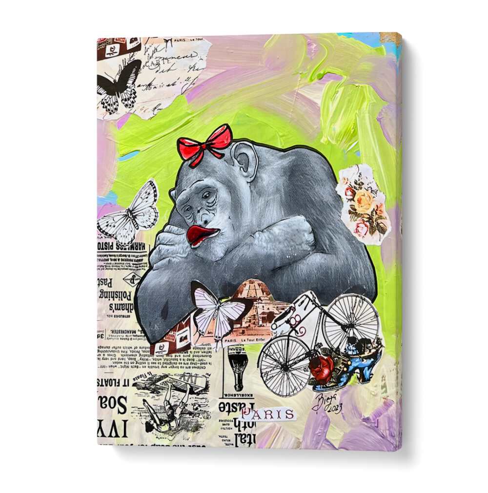 Colorful PARISIAN DAYDREAM, COMIC POSTERS featuring a playful gorilla design, perfect for vibrant home decor.