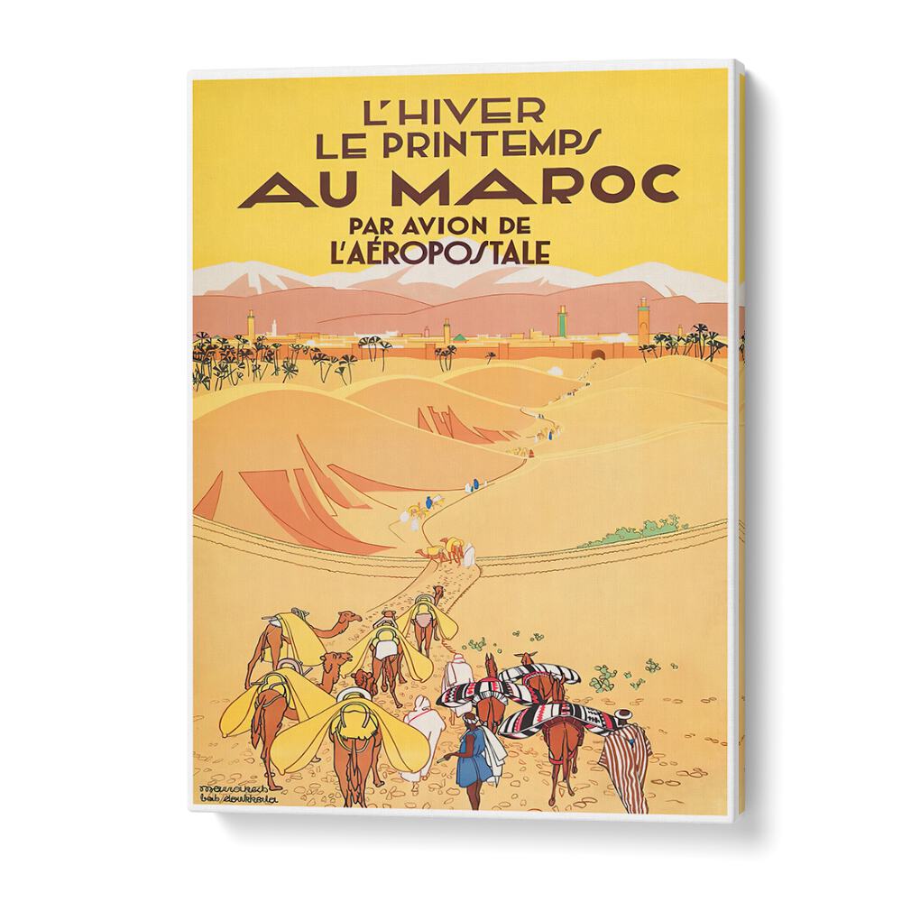 Vintage travel poster showcasing the allure of Morocco for AVIATION AEROPOSTALE, perfect for aviation enthusiasts.