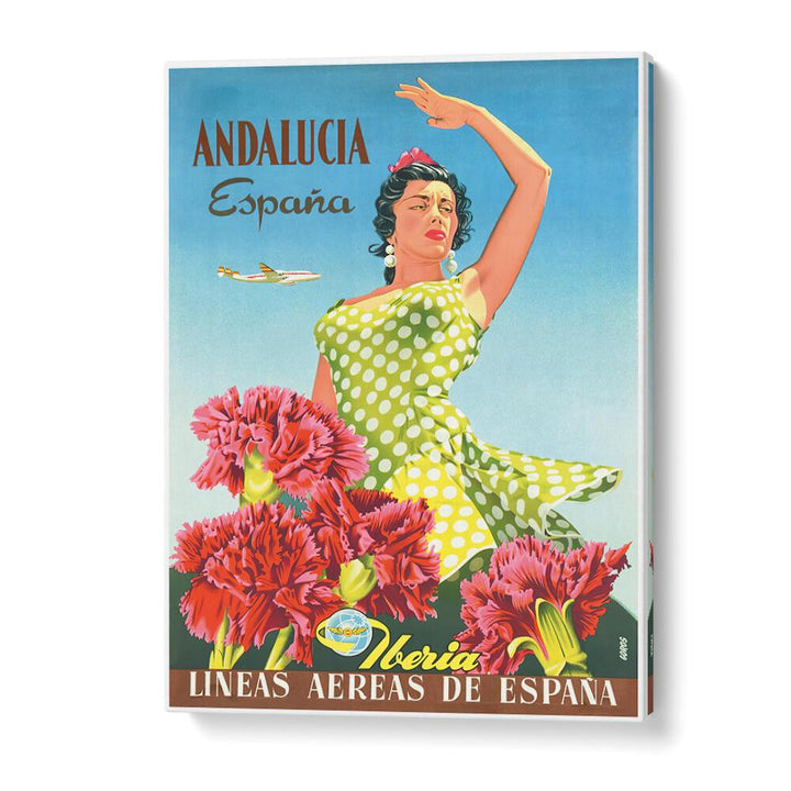 ANDALUCIA ESPANA, VINTAGE TRAVEL POSTERS showcase vibrant imagery celebrating the charm of southern Spain's culture.