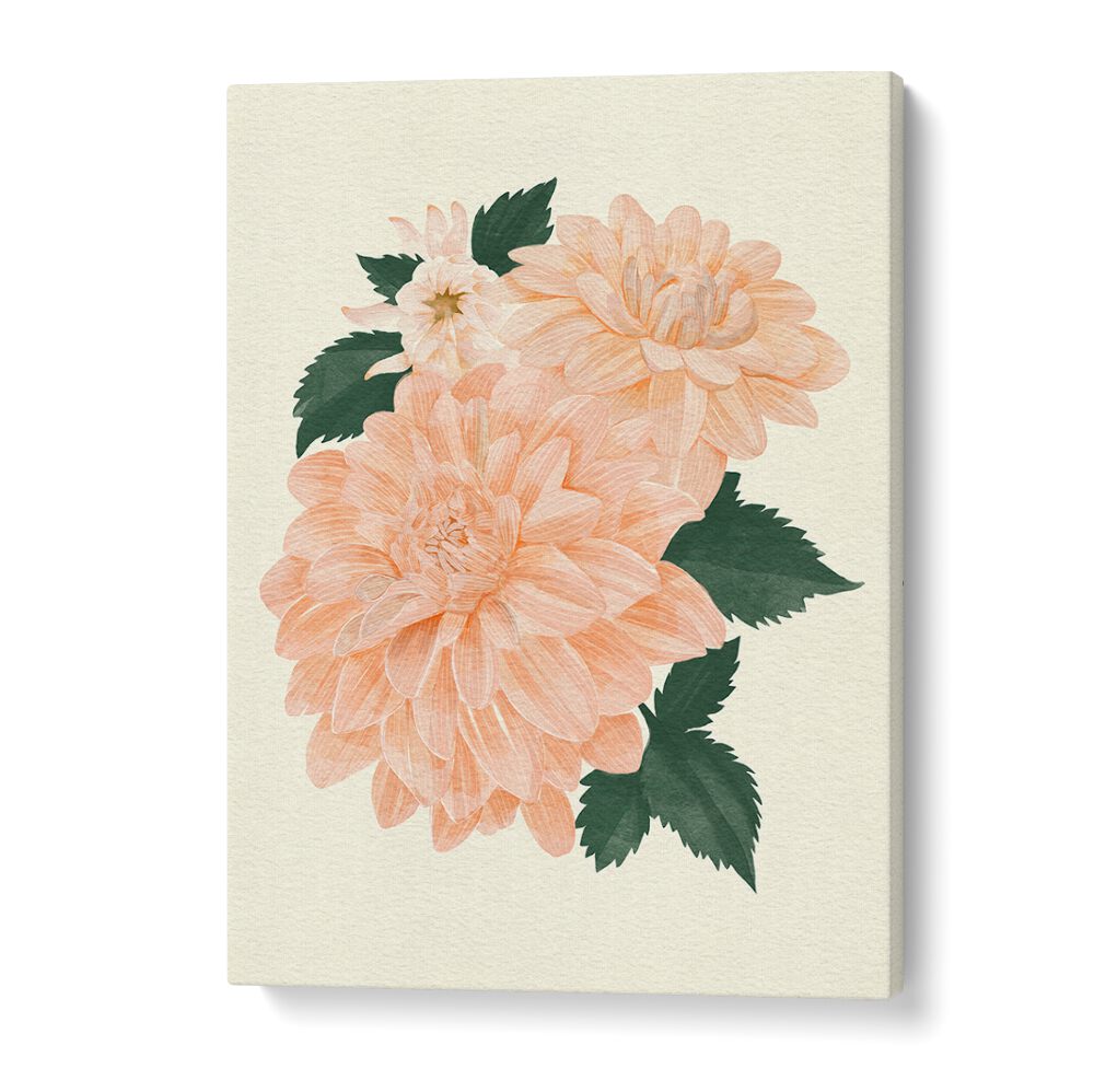 Elegant AQUAA CREAL CANVAS CHIFFON, FLORAL FLOWER PAINTINGS showcase beautiful peach blooms on a soft background.