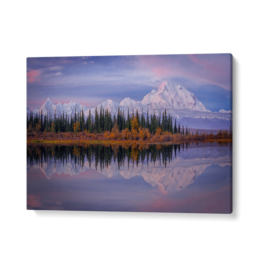Stunning DENALI REFLECTION, PHOTOGRAPHY PRINTS capture serene landscapes, perfect for transforming your living space.