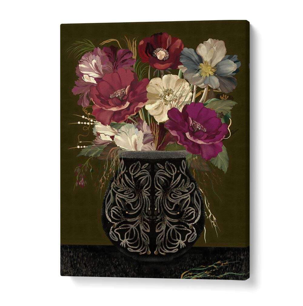 Stunning Vintage Bouquet, Floral Flower Paintings featuring vibrant blooms in an elegant vase, perfect for any decor.