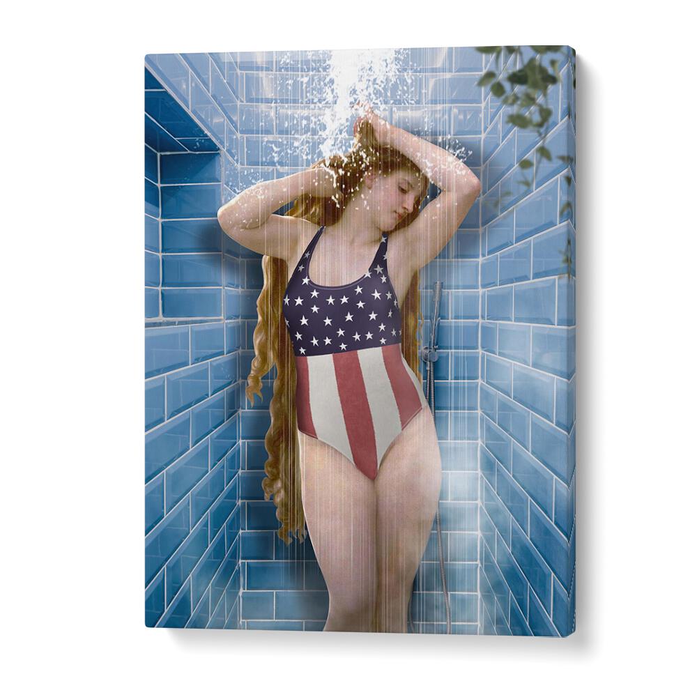 Transform your bathroom with BEAUTY IN SHOWER, ALTERED ART PRINTS by Dikhotomy, adding charm to your daily routine.