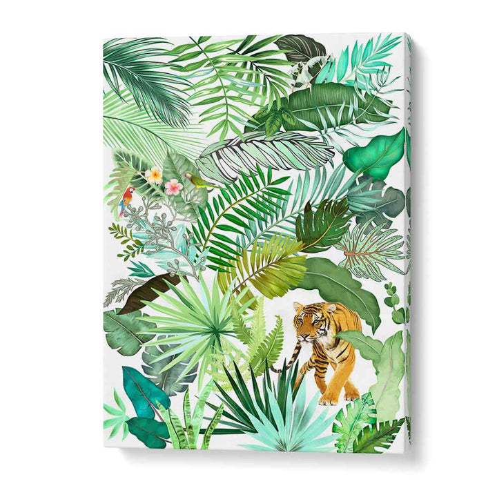 JUNGLE TIGER IV , FLORAL FLOWER PAINTINGS