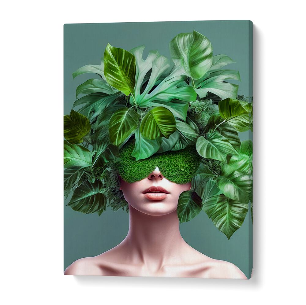 Enchanting PLANT LOVER III, SURREAL ART PRINTS showcasing a woman with lush greenery, perfect for nature lovers' spaces.