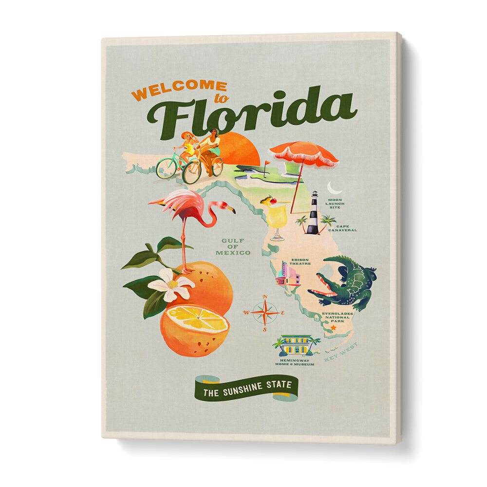 Vibrant FLORIDA, TRAVEL POSTERS showcasing iconic landmarks and culture of the Sunshine State for your decor.