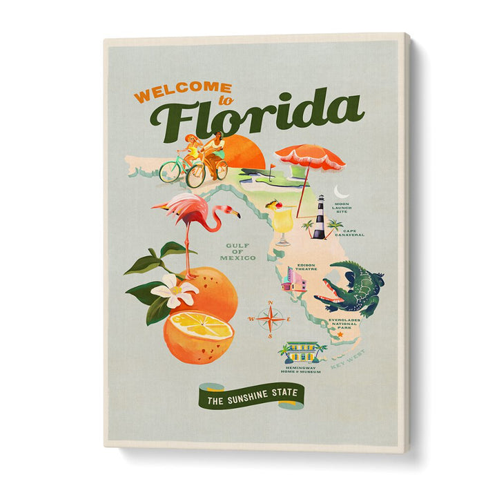 Vibrant FLORIDA, TRAVEL POSTERS showcasing iconic landmarks and culture of the Sunshine State for your decor.