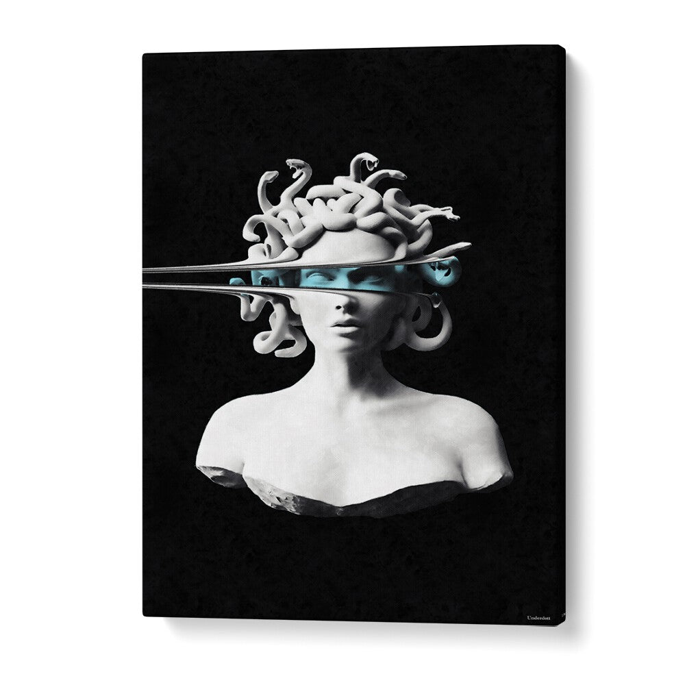 Stunning PORTRAIT OF MEDUSA, ALTERED ART PRINTS by UNDERDOTT, featuring a unique blend of classic and modern artistry.