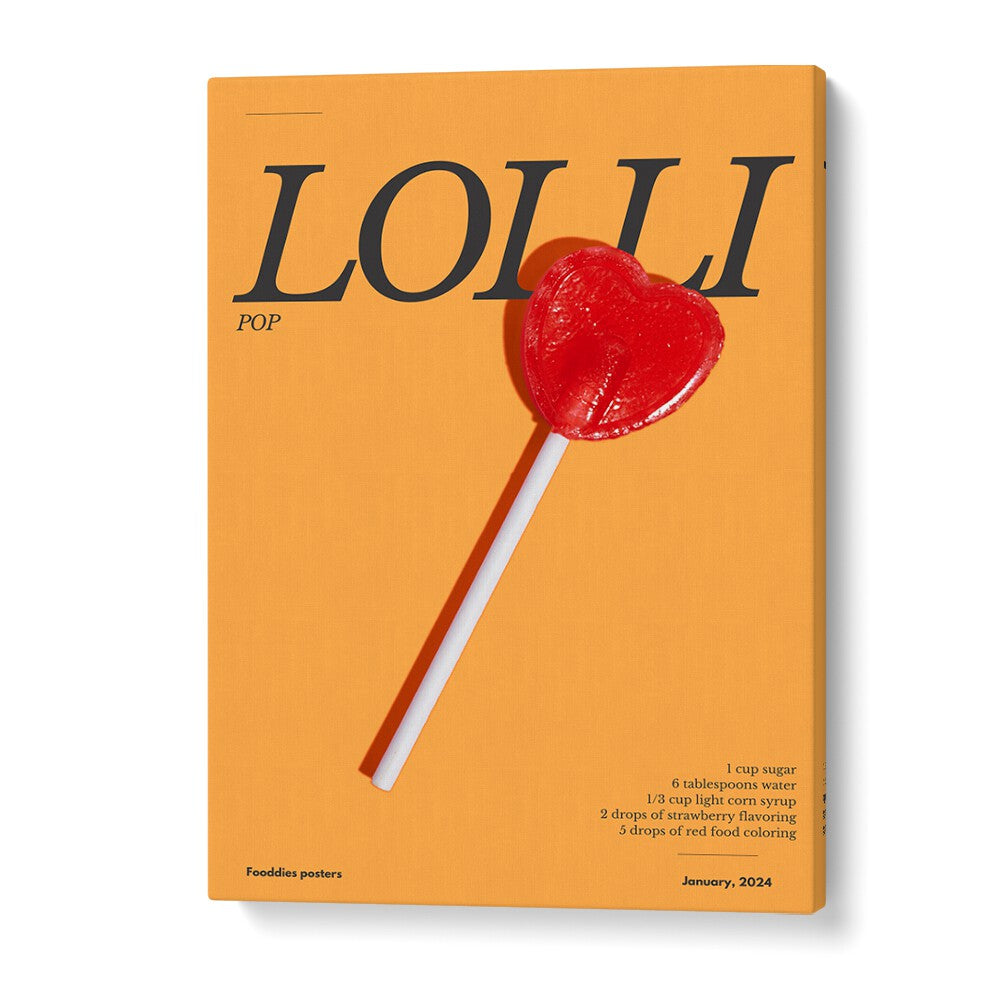 Heart-shaped lollipop on a vibrant background, showcasing the delightful HEART LOLLIPOP, BAR & CAFE ART design.
