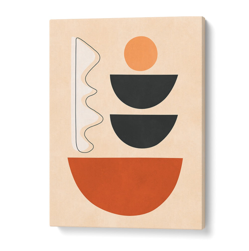 Colorful geometric shapes create an artistic vibe in SEMICIRCLES II, BOHO ART PAINTINGS, perfect for modern decor.
