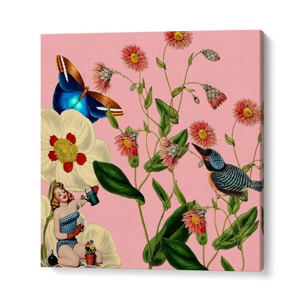 Vibrant BIG FLOWER DREAM, FLORAL FLOWER PAINTINGS with butterflies and nature, perfect for brightening any space.