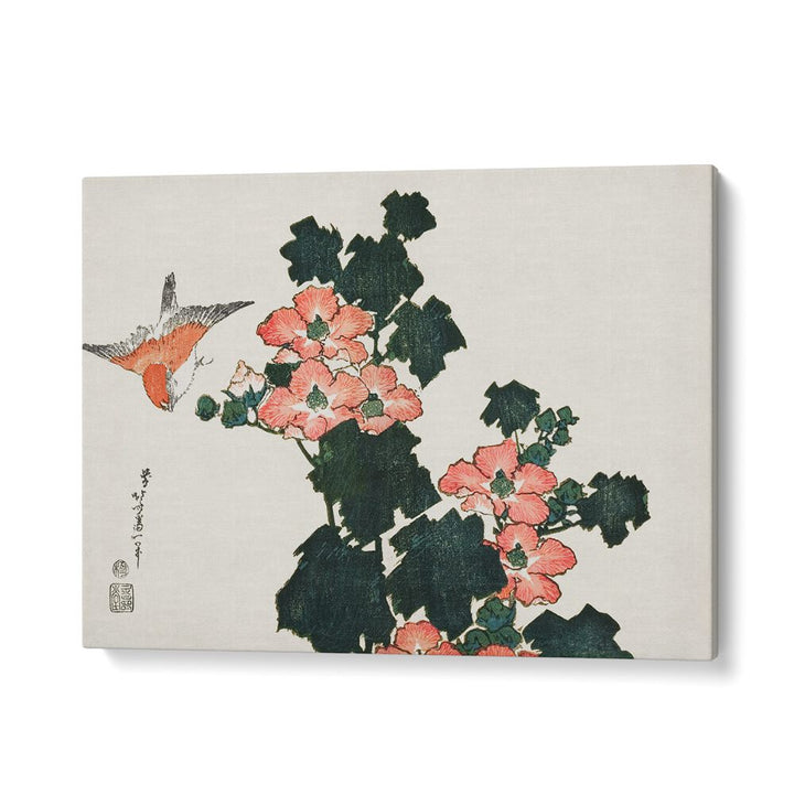 RED ROSES AND BIRD  , VINTAGE PAINTINGS