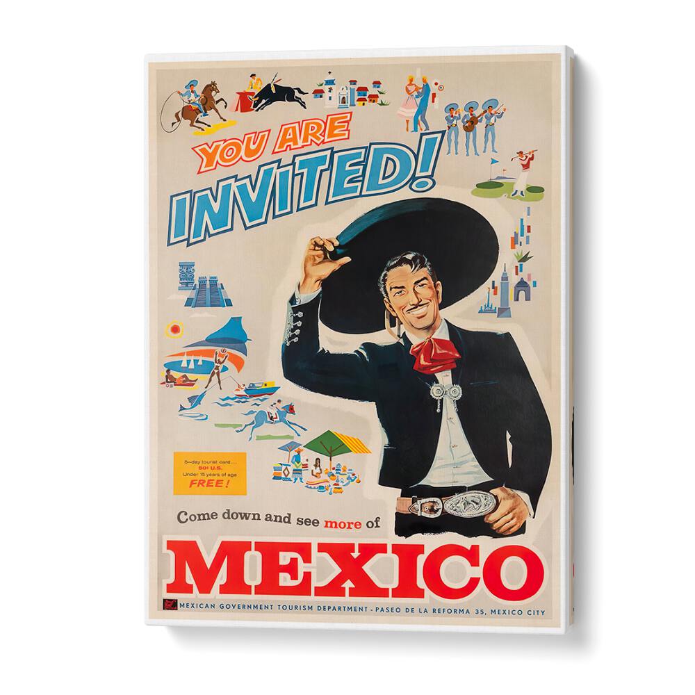 MEXICO I, VINTAGE TRAVEL POSTERS invite you to explore Mexico's vibrant culture in your home decor.