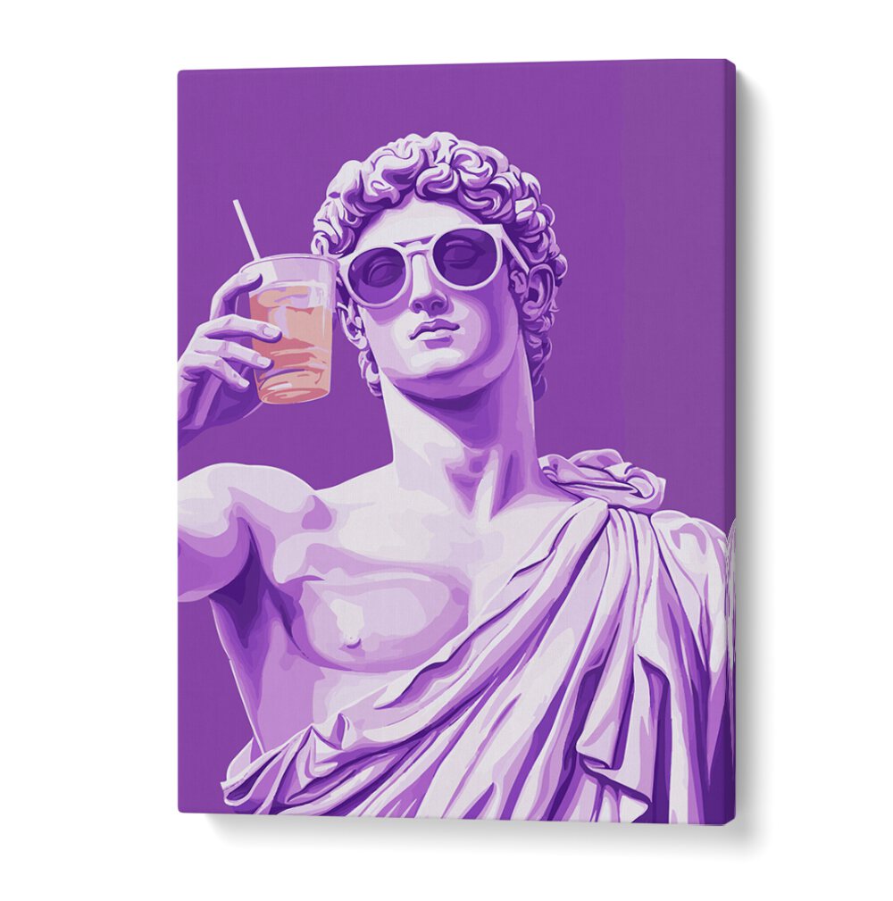 Celebrate elegance with GREEK STATUE CHEERS, POP ART PAINTINGS, perfect for any modern home or office decor.