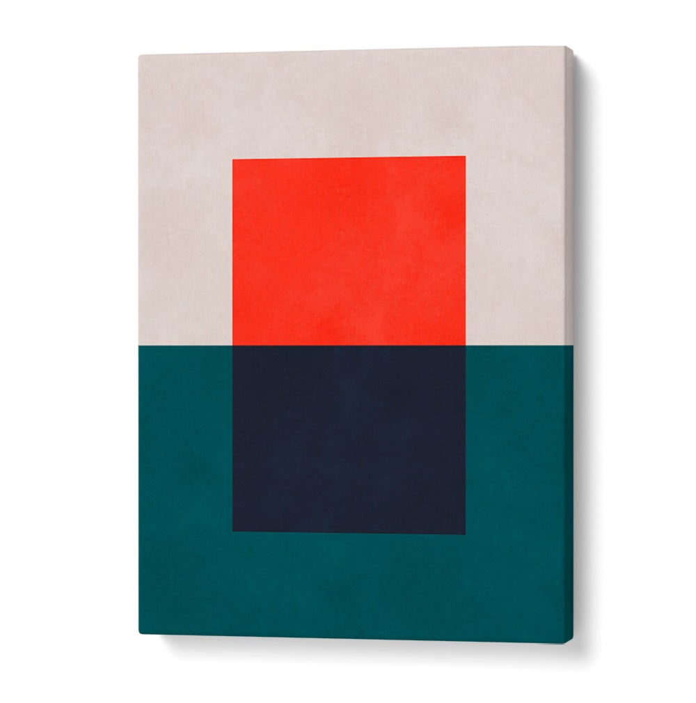 Bold red and navy shapes elegantly overlap in the OVERLAPPING XX, GEOMETRIC ART PRINTS, perfect for modern decor.