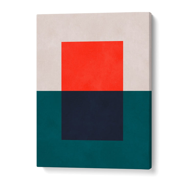 Bold red and navy shapes elegantly overlap in the OVERLAPPING XX, GEOMETRIC ART PRINTS, perfect for modern decor.