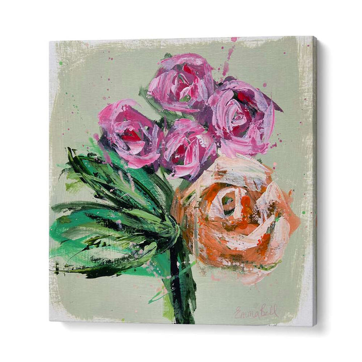 Vibrant Pink Roses, Floral Flower Paintings showcasing bold brushstrokes to enhance any home decor beautifully.