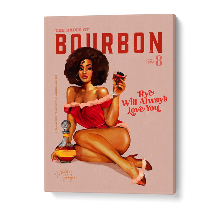 Vintage pinup art featuring BOURBON BABES II, BAR, perfect for enhancing your cafe decor style.