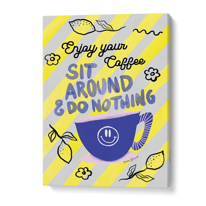 Bright and cheerful ENJOY COFFEE, QUOTES AND TYPOGRAPHY POSTERS, perfect for coffee lovers to elevate any space.