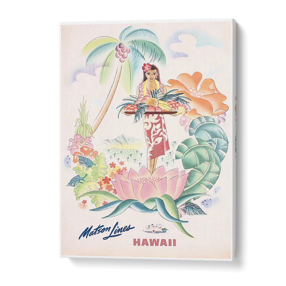 HAWAII II, VINTAGE TRAVEL POSTERS showcase a tropical scene, perfect for enhancing your space with island charm.
