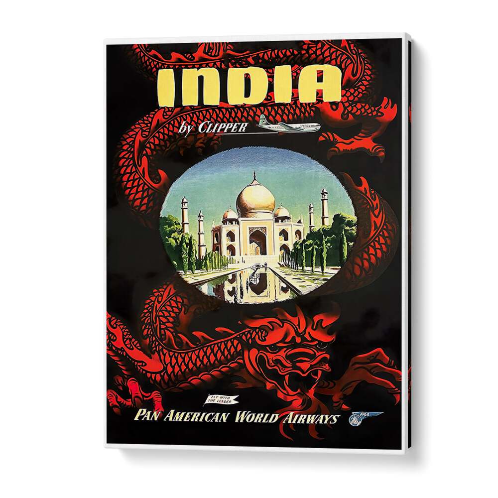 Captivating INDIA I, VINTAGE TRAVEL POSTERS showcase India's rich heritage with stunning visuals of the Taj Mahal.