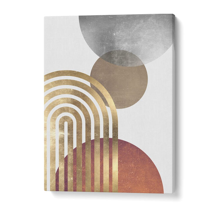 Vibrant COMPOSITION LINES AND CIRCLES II, BOHO ART PAINTINGS enhance any space with striking forms and colors.