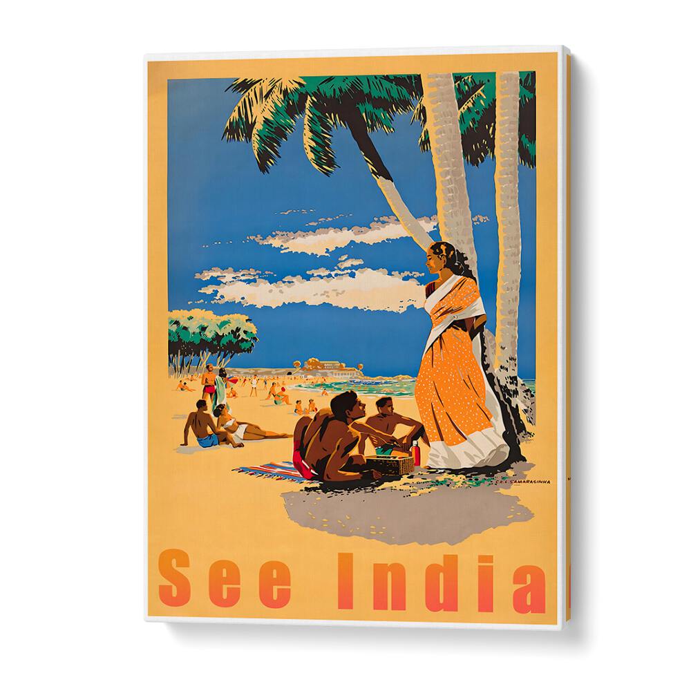 Vibrant SEE INDIA, VINTAGE TRAVEL POSTERS capture India's allure, perfect for home or office decor.