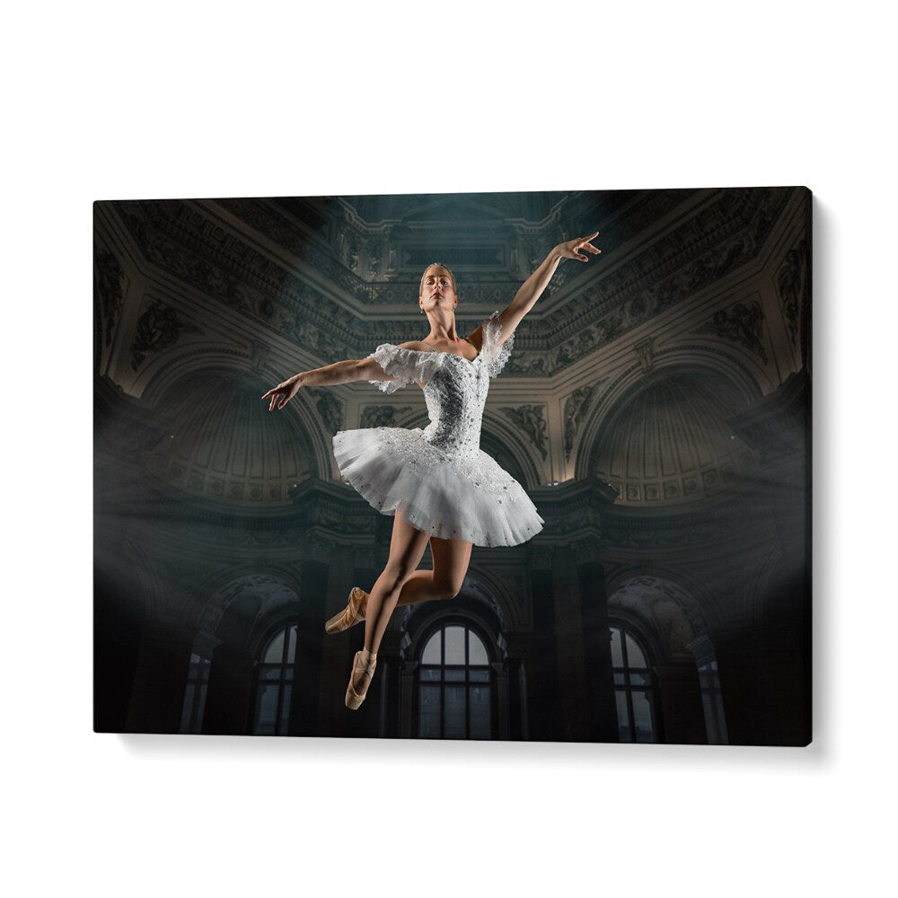 Ballerina Blance gracefully leaps in stunning photography prints, capturing the essence of surreal elegance.