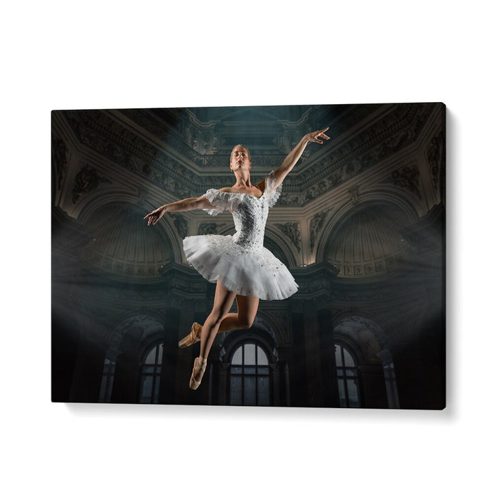 Ballerina Blance gracefully leaps in stunning photography prints, capturing the essence of surreal elegance.
