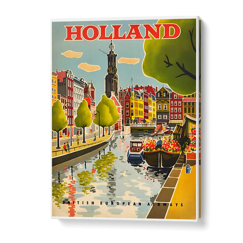 Vibrant HOLLAND I, VINTAGE TRAVEL POSTERS showcasing scenic canals and colorful architecture of the Netherlands.