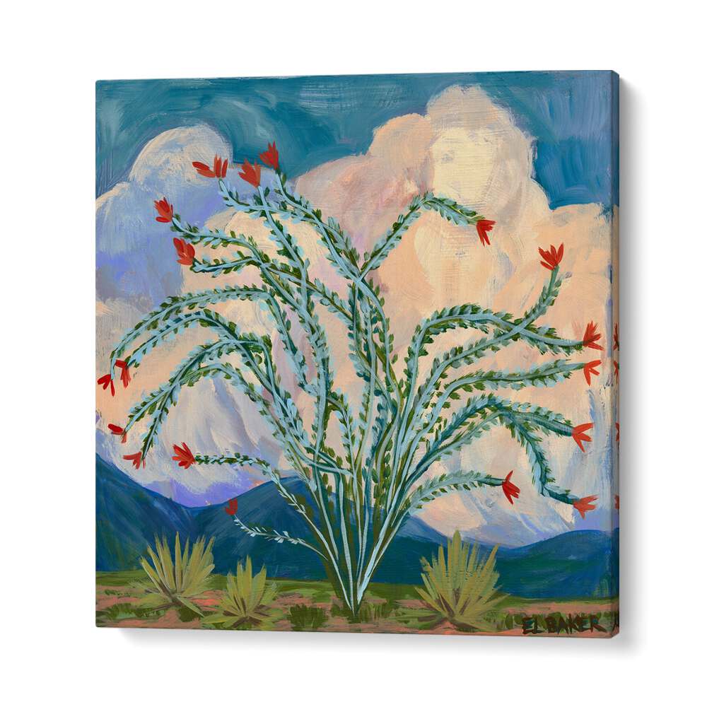 Vibrant OCOTILLO, FLORAL FLOWER PAINTINGS capture the essence of Big Bend National Park’s stunning landscapes.