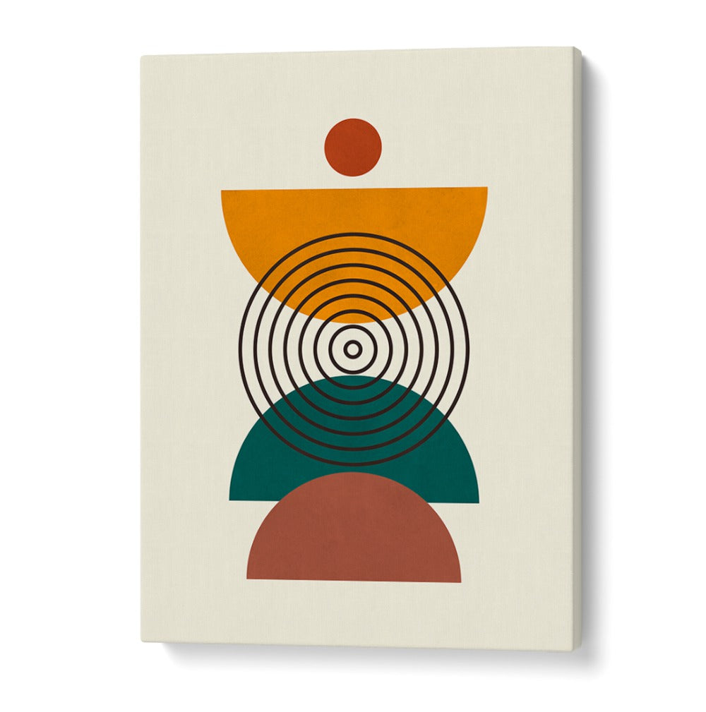 Abstract LINES AND CIRCLES, BOHO ART PAINTINGS featuring geometric shapes in warm colors for modern decor.