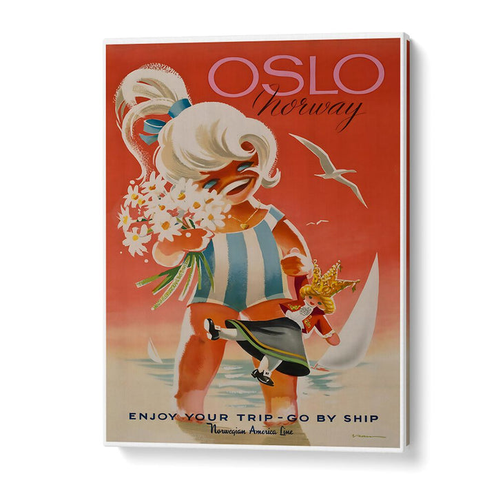 Colorful OSLO, VINTAGE TRAVEL POSTERS feature playful designs, perfect for adding charm to any travel enthusiast's space.
