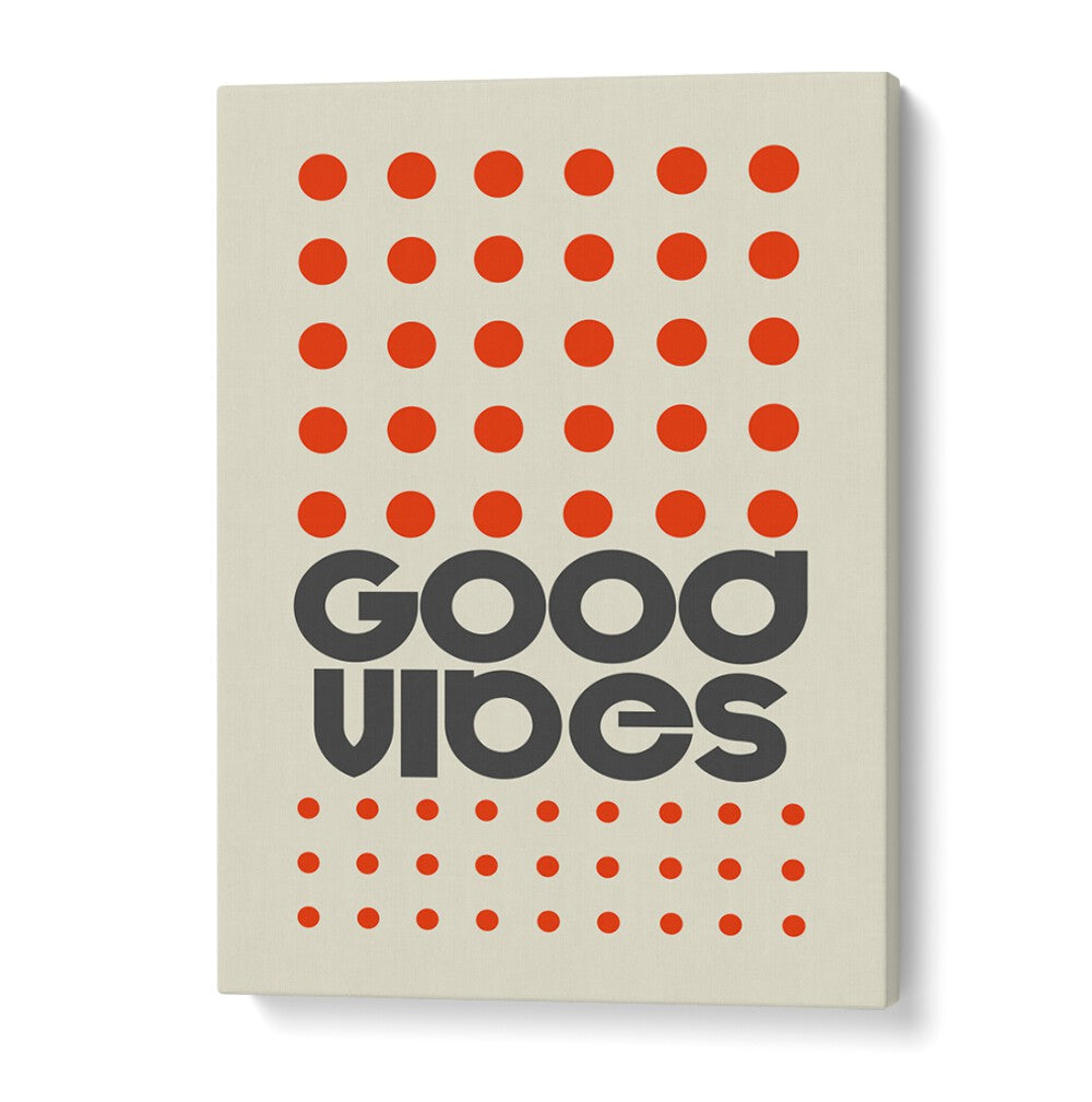 Vibrant GOOD VIBES ORANGE, QUOTES poster featuring striking typography to uplift any space with positivity.