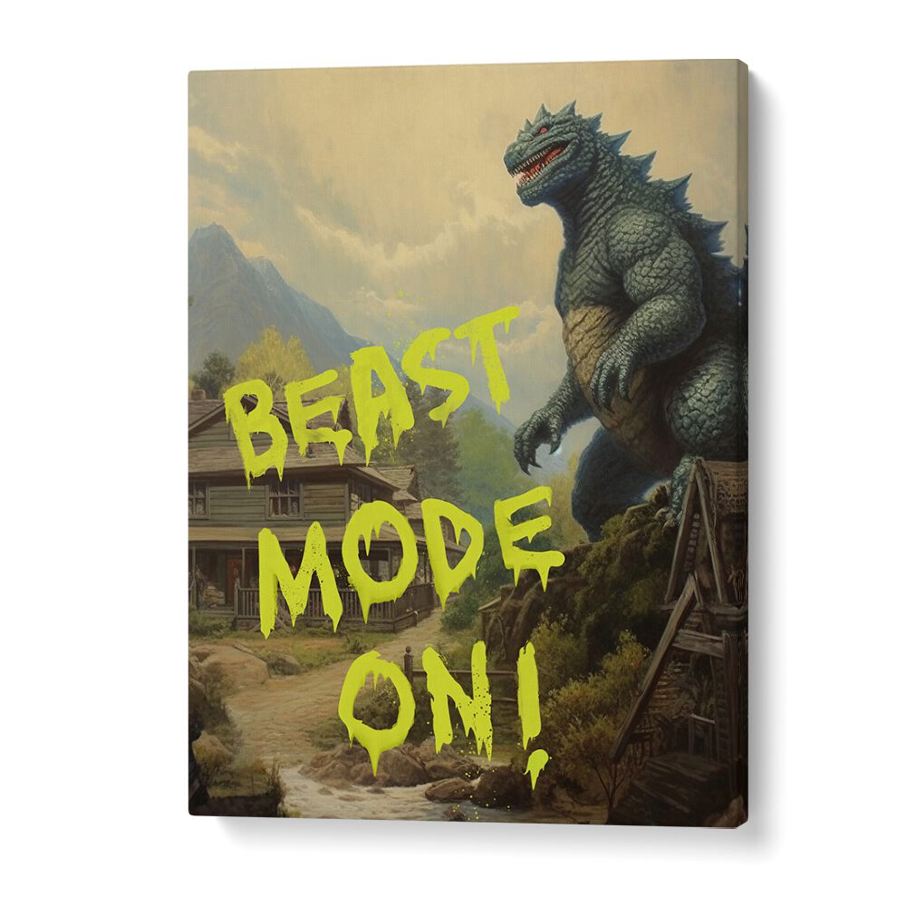 Bold BEAST MODE ON, QUOTES typography art print by Dikhotomy, perfect for motivation and transforming your space.