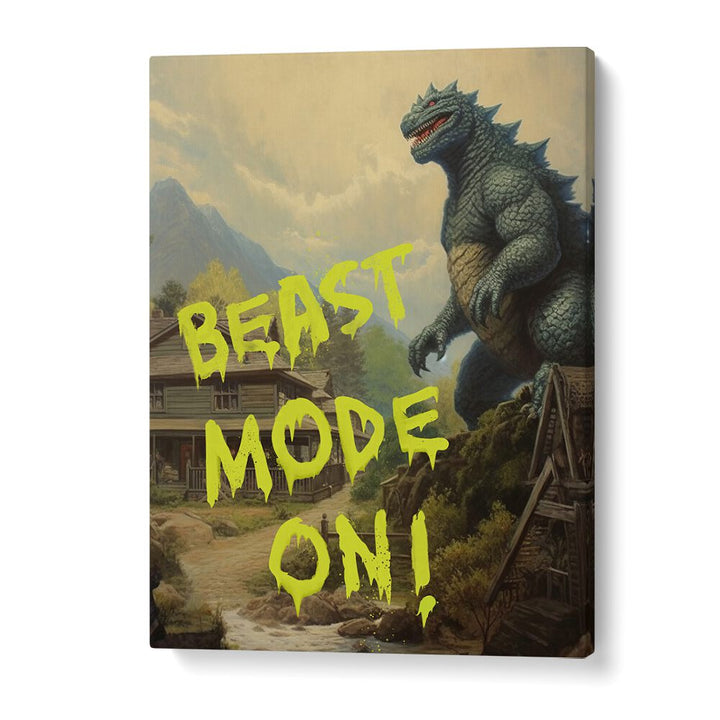 Bold BEAST MODE ON, QUOTES typography art print by Dikhotomy, perfect for motivation and transforming your space.