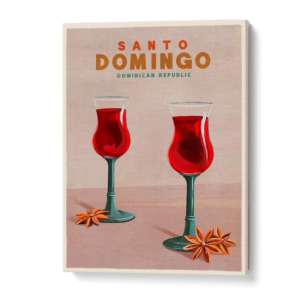 Vibrant SANTO DOMINGO COCKTAIL, BAR art featuring elegant drinks, perfect for enhancing your space's ambiance.