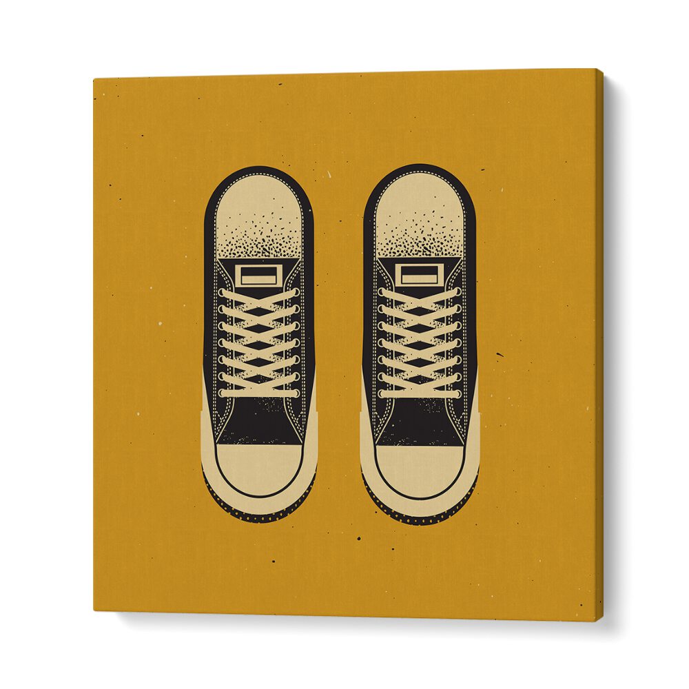 Stylish illustration of THE BLACK CHUCKS, FASHION POSTERS featuring classic sneakers on a vibrant background.