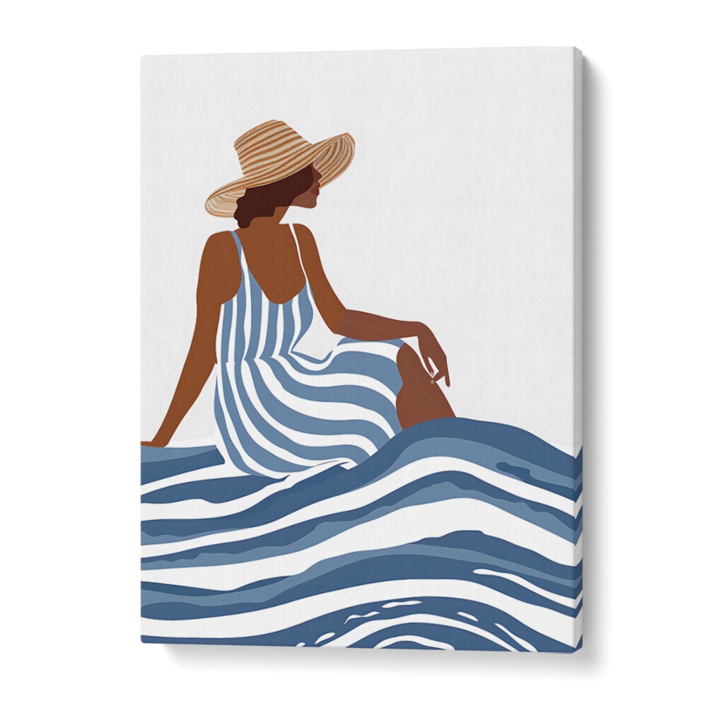 Stylish girl in striped dress, portraits capturing modern chic and comfort, perfect for any fashion-forward collection.