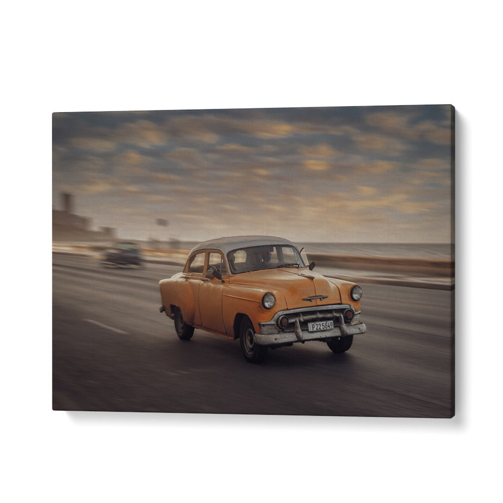 Explore the vibrant MALECON VII, PHOTOGRAPHY PRINTS, showcasing a classic car in a lively street scene.