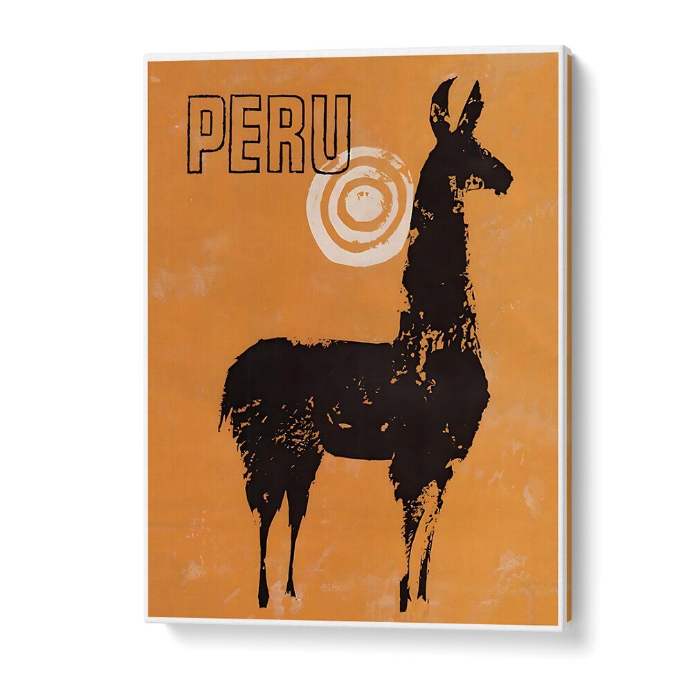 Explore the charm of Peru with our PERU I, VINTAGE TRAVEL POSTERS featuring a striking llama silhouette.