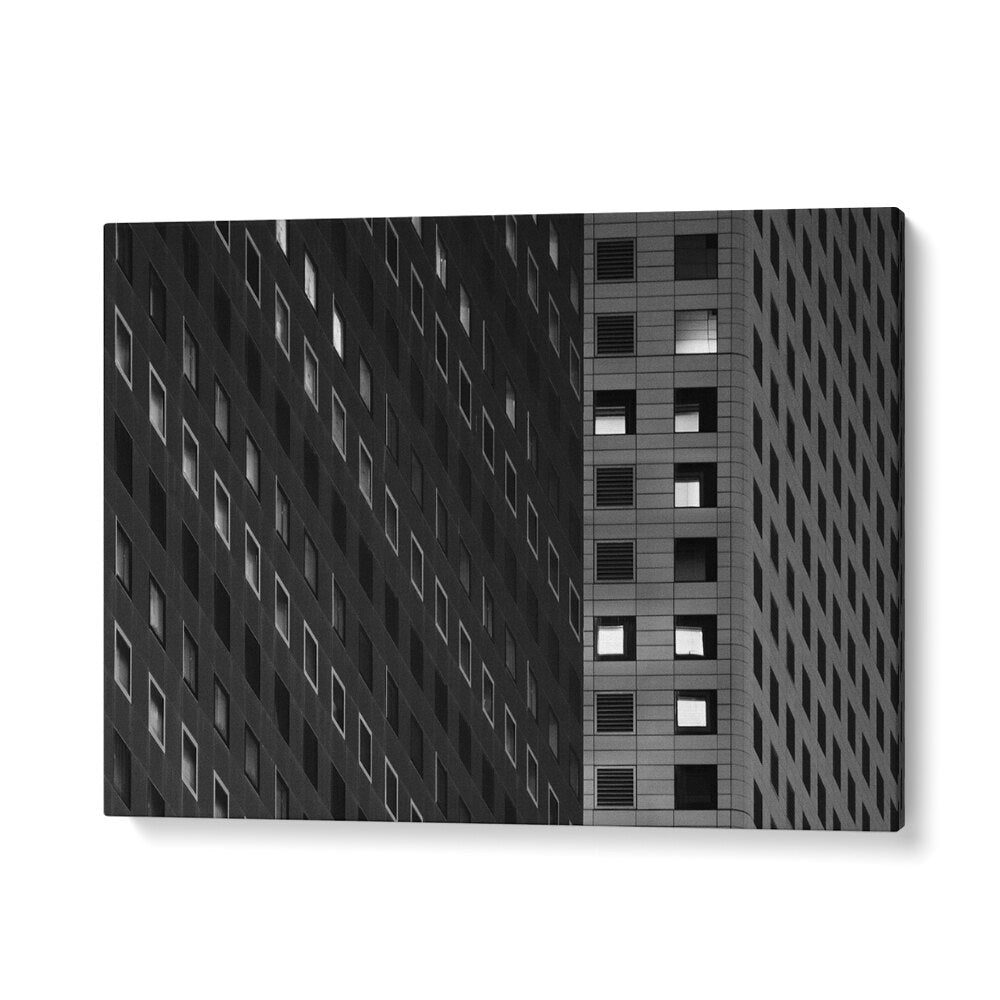 Black and white urban scene showcasing geometric patterns in SQUARES, PHOTOGRAPHY PRINTS for modern art enthusiasts.
