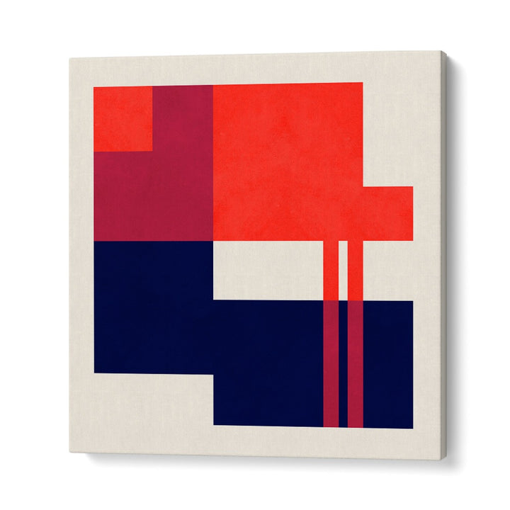 Vibrant COLORFUL 5, GEOMETRIC ART PRINTS showcased in dynamic red and navy hues, perfect for modern decor.