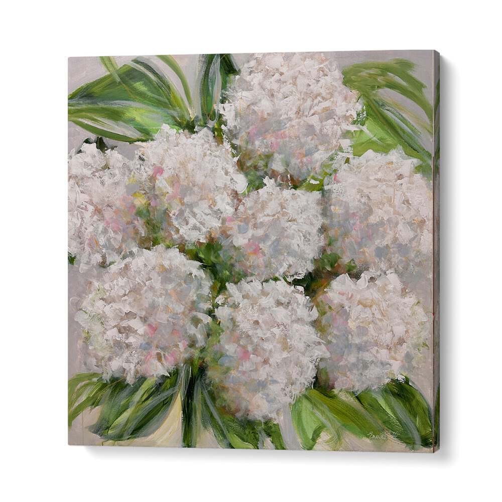 Exquisite bouquet of white hydrangeas, floral flower paintings to elevate your home decor with elegance and style.