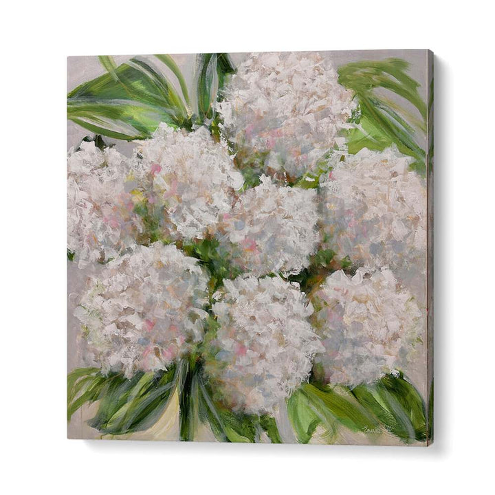 Exquisite bouquet of white hydrangeas, floral flower paintings to elevate your home decor with elegance and style.