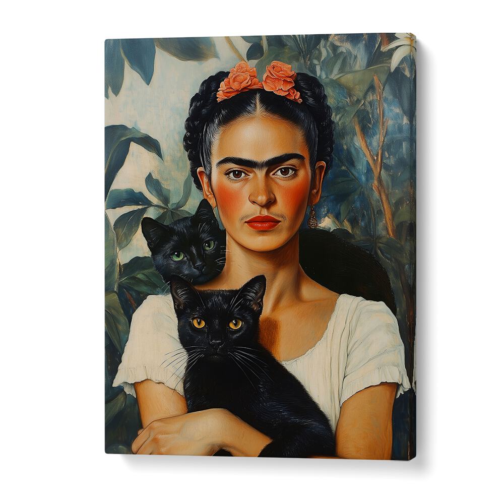 Frida and Cats, altered art prints by Dikhotomy, blend artistry with feline charm for a unique home decor piece.