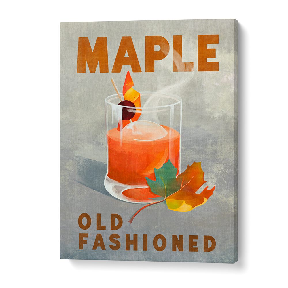 Stylish Maple Old Fashioned bar art print, perfect for elevating your cocktail ambiance in any space.
