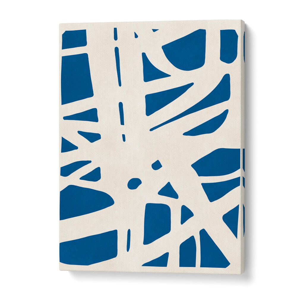 Bold blue shapes create a striking contrast in EXPRESSIVE LINES VII, ABSTRACT PAINTINGS, perfect for modern decor.