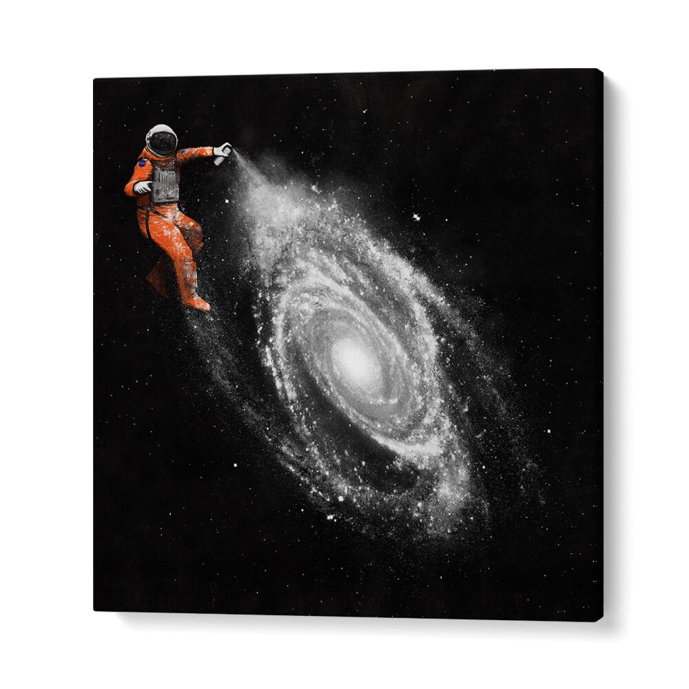 Astronaut painting a galaxy, showcasing SPACE ART, SURREAL ART PRINTS by Florent Bodart for imaginative spaces.