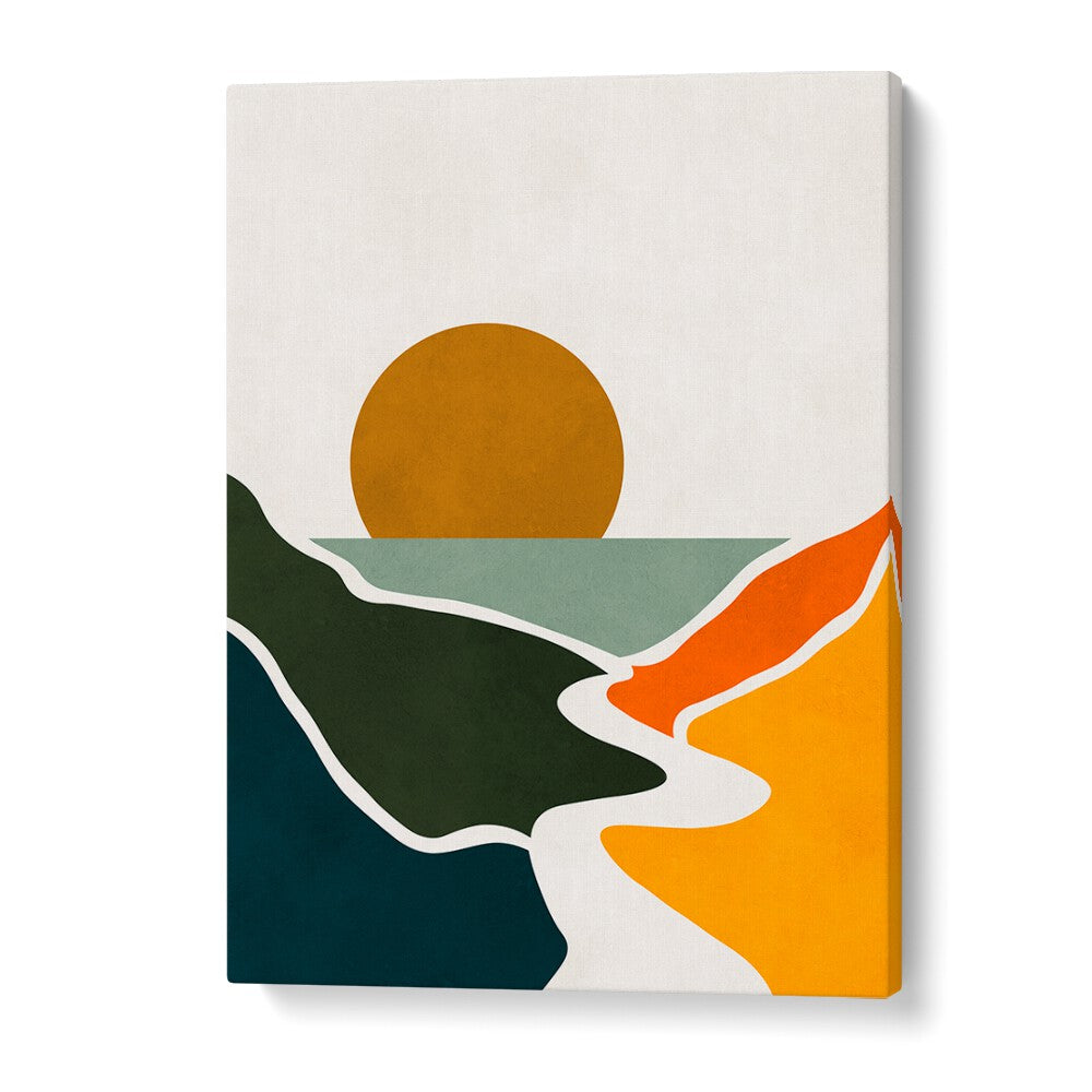 Vibrant WATERCOLOR IX, LANDSCAPE PAINTINGS capturing serene nature with bold colors and abstract forms. Perfect for your decor.
